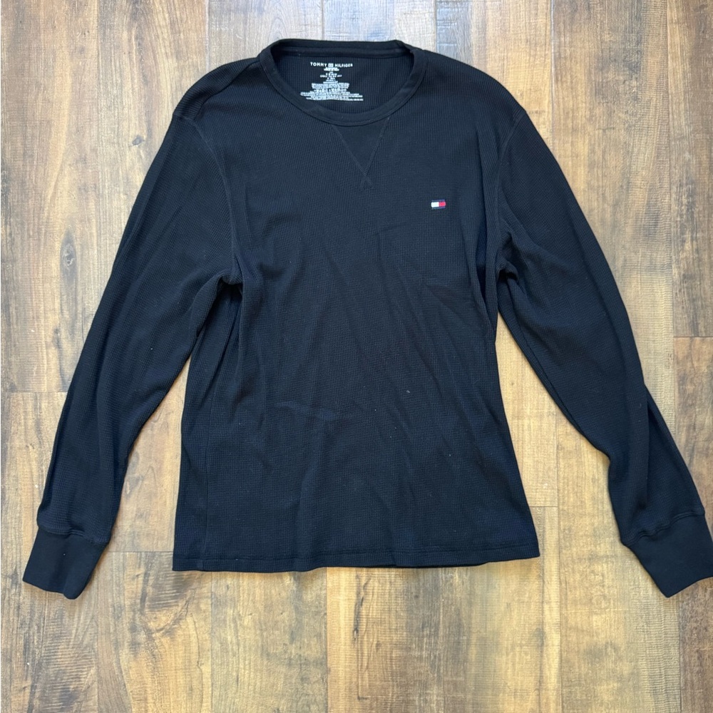 Tommy Hilfiger Black Long Sleeve Tee Classic Design